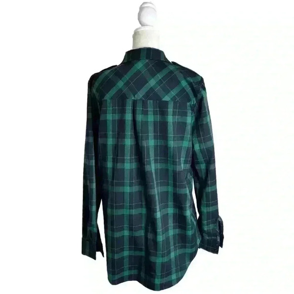 Gestuz Oversized Flannel Checka Button Down Plaid Shacket Gorpcore Small Green - Picture 3 of 12